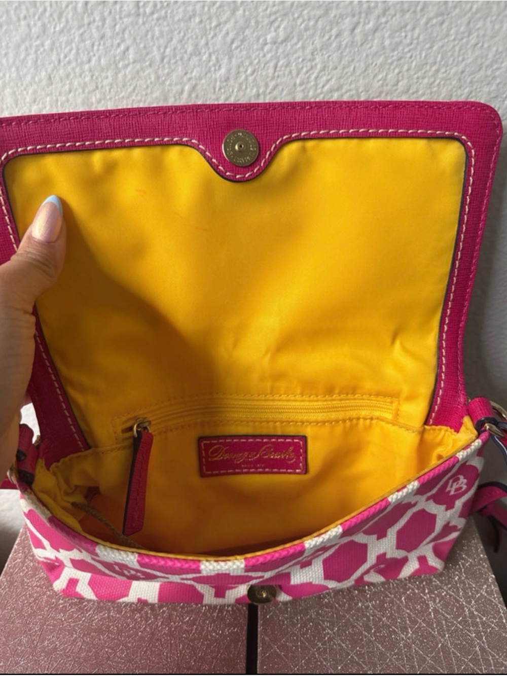 Dooney & Bourke Pink and White Patterned Top-Handle Mini Bag - Picture 7 of 8